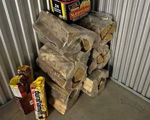 Assorted Firewood Bundles and Fire Starters, Including Duraflame and StarterLog
