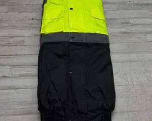 High Visibility Safety Jacket ANSI Class 3 Type R Hi Vis Yellow Black Size L