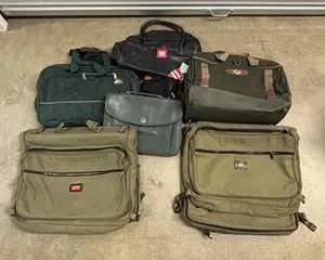 Lot of 6 Vintage Luggage Bags Canvas Leather Travel Briefcase Duffel Military Style