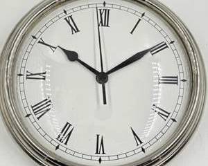 Pottery Barn Vintage Style Wall Clock Roman Numerals Silver Finish Home Decor