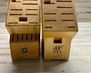 J.A. Henckels Twin Wooden Knife Block Lot Empty Replacement Countertop Storage