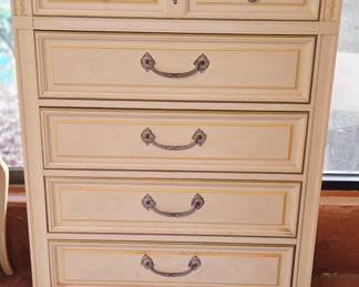 French Provincial five-drawer chest of drawers