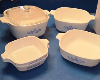 vintage CorningWare Blue Cornflower casserole dishes