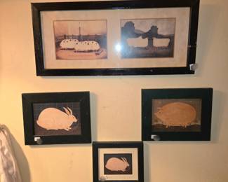 Vintage framed folk art prints by Warren Kimble