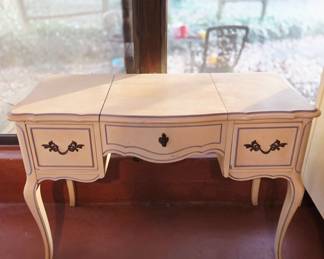 French Provincial makeup vanity with lift top mirror.
