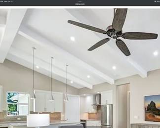 Pendant lights and fan before removing