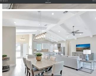 DR  rectangular chandelier, matching round pendant by front door, ceiling fan