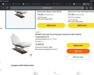 Never used massage table. Has lights and adjustable power. This is the one ordered on Amazon plus paid shipping and tax. Asking $2k even. 