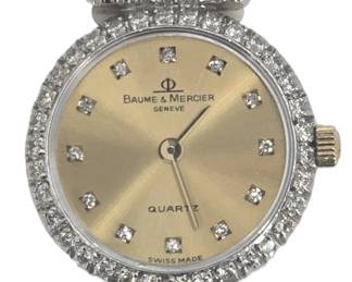 Marked 18k Gold and Diamond Baume Mercier Wristwatch