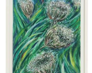 Naoto Nakagawa Born 1944 Japanese, Pastel on Paper Floral, Portrait of Queens II