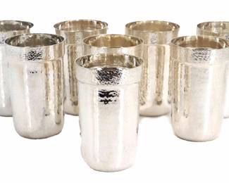8 Italian Buccellati Sterling Silver Drinking Cups  53.190ozt.