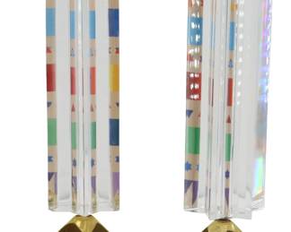 Yaacov Agam Born 1928 Israeli French, Kinetic Art Crystal Shabbat Candlesticks