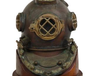 US N Mark V Copper and Brass Diving Helmet Replica