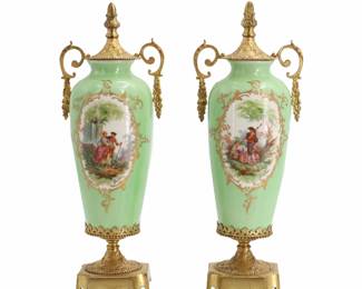 Pair of Sevres Porcelain Urns