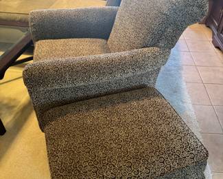 #8 - $160 - Schnadig Club chair grey & white swirl & Ottoman