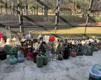 Assortment of candles lanterns 