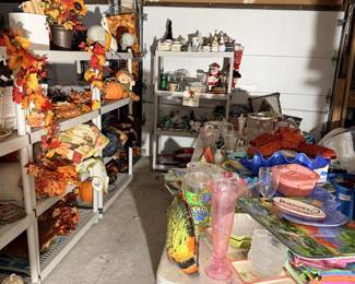 Holiday decor: Fall, Halloween, Thanksgiving, Christmas, Valentine's Day, St. Patrick's Day, Easter, Fourth of July, party supplies, baking supplies.