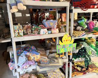 Holiday decor: Fall, Halloween, Thanksgiving, Christmas, Valentine's Day, St. Patrick's Day, Easter, Fourth of July, party supplies, baking supplies.