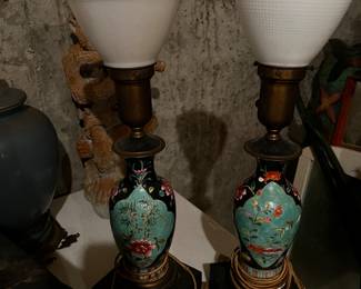 Pair of Cloisonné table lamps