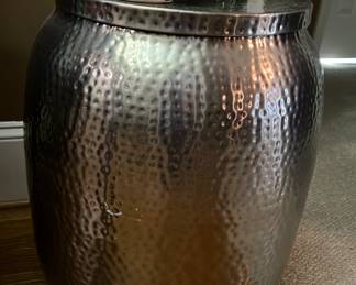 Hammered Metal Drum Storage Table