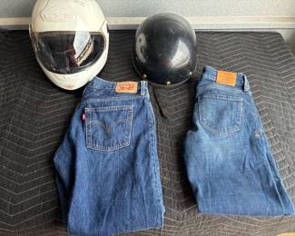 Motorcycle helmets and jeans