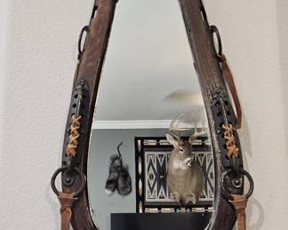 Western Theme Horse Collar Mirror is 14 x 26in