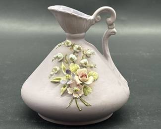 Lefton China Small Pitcher w/ 3D Flower