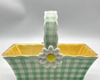 Teleflora Ceramic Green & White Check w/ Daisy
