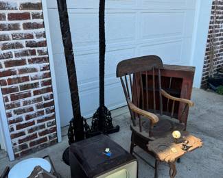 Chinese Export Teak Dragon Lamps, Retro TV