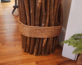 decorative accent table or stool handcrafted from a bundle of natural wood branches