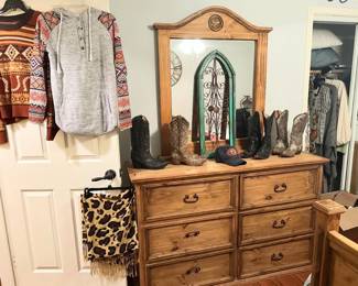 ladies cowboy boots, rustic dresser with mirror