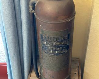 antique Badger's copper and brass fire extinguisher