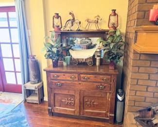 antique buffet with mirror