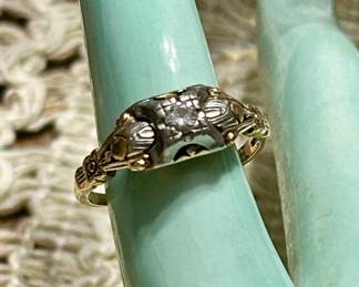 antique diamond engagement ring Art Deco