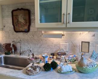 Kitchen, framed antique needlepoint