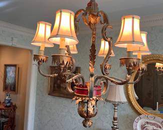 Antique toleware chandelier