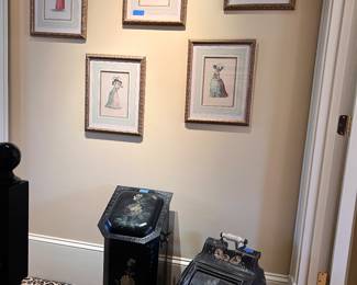 Prints, Victorian painted coal hods