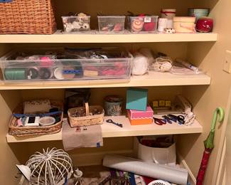 Light fixtures, fans, baskets 