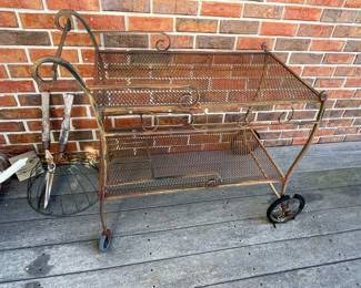 wrought iron plant cart