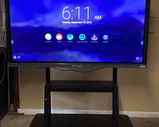 70in CLEAR TOUCH INTERACTIVE FLAT PANEL DISPLAY ON MOBILE CART, MODEL 6070U, TOUCHSCREEN, NO STYLUS TESTED & GOOD WORKING CONDITION, POWERS ON & SWITCHES TO DIFFERENT APPS STARTING BID IS THE RESERVE NO SHIPPING PICKUP ONLY