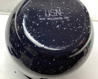 (4) VTG. ENAMELWARE TEA POT, PITCHER, SPOON & USN VOLLRATH PITCHER & KETTLE