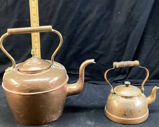 (2) VTG. COPPER TEA KETTLES NO SHIPPING PICKUP ONLY