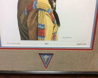 BOB TIMBERLAKE SIGNED #46/1000 IRON EYES CODY FRAMED PRINT w ARROWHEAD, 26in by 20 NO SHIPPING PICKUP ONLY
