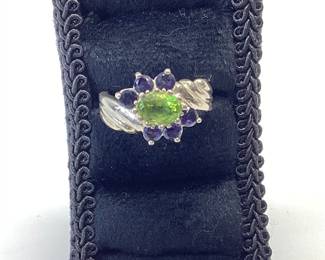 3 VINTAGE STERLING SILVER SAPPHIRE RINGS, OPAL AND SAPPHIRE , PERIDOT AND IODITE SIZE 7, 8.5, 9.5 TOTAL GRAMS 16