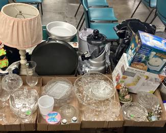 CHOICE OF FLATS. COOKWARE, CRYSTAL, TUPPERWARE