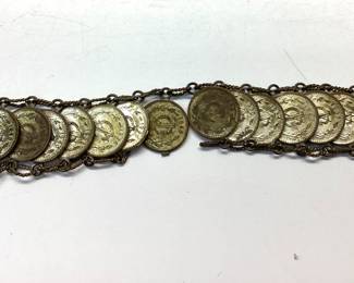 VINTAGE 1950’S MEXICAN COIN BRACELET ESTADO UNIDOS CENTAVOS NEEDS REPAIR 8 INCHES