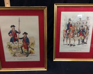 PAIR OF VTG. EUGENE LELIEPVRE PRINTS OF FRENCH & INDIAN WAR SOLDIERS IN UNIFORM