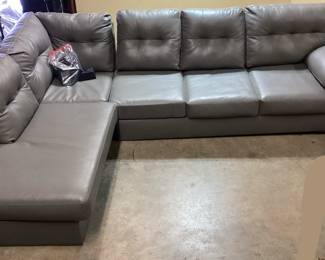 ASHLEY FURNITURE DONLEN 2-PIECE FAUX LEATHER GREY SECTIONAL NO SHIPPING PICKUP ONLY