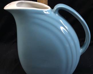 HALL POTTERY NORA BLUE ART DECO PITCHER
