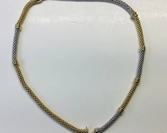 FOPE 18K TWO TONE CHAIN AND BRACELET 103.35 GRAMS MADE BY FOPE IN VINCENZA ITALY FROM THEIR PRIMA LINE. THIS ELEGANT FLEX’IT 18K WHITE AND YELLOW GOLD CHAIN AND BRACELET MAKES A BOLD STATEMENT ANY WHERE IN THE WORLD. THE CHAIN IS 17 3/4 INCHES WEIGHING 65.7 GRAMS AND BRACELET IS 8 1/4 INCHES WEIGHING 37.6 GRAMS. THESE PIECES CAN BE COMBINE AS AN EXTRA EXTRAVAGANT CHAIN OR AS TWO HEAD TURNING PIECES JEWELRY.